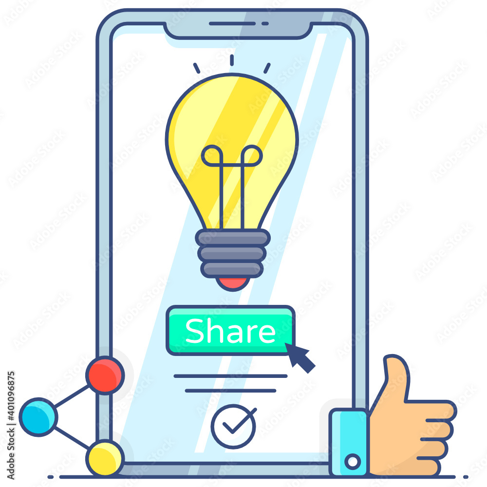 Creativity, flat outline icon of mobile idea
Creativity, flat outline icon of mobile idea