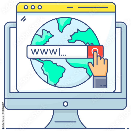 
Flat outline icon of web searching, browsing 
