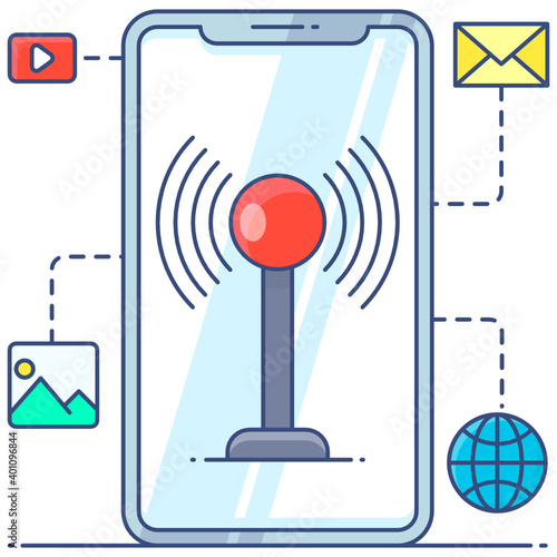 
Mobile hotspot flat outline icon, communication 

