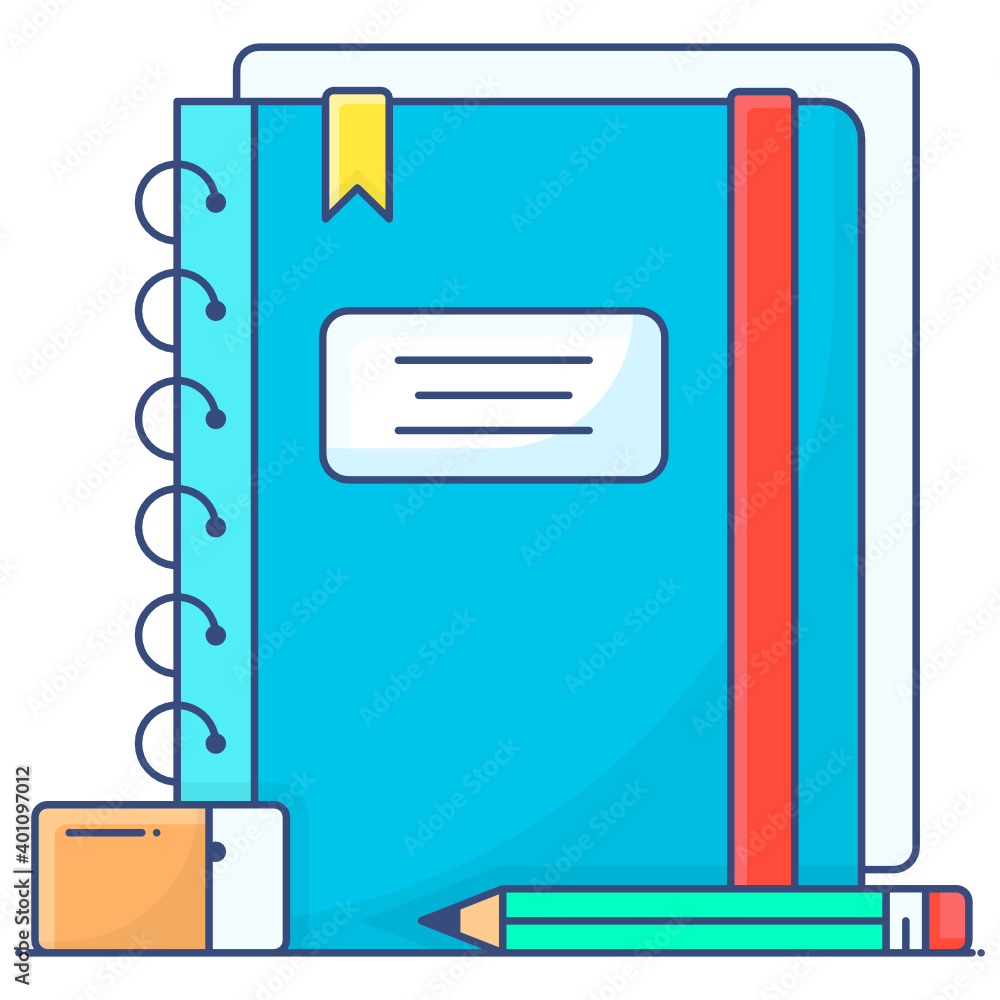 Writing pad, flat outline icon of notebook
Writing pad, flat outline icon of notebook