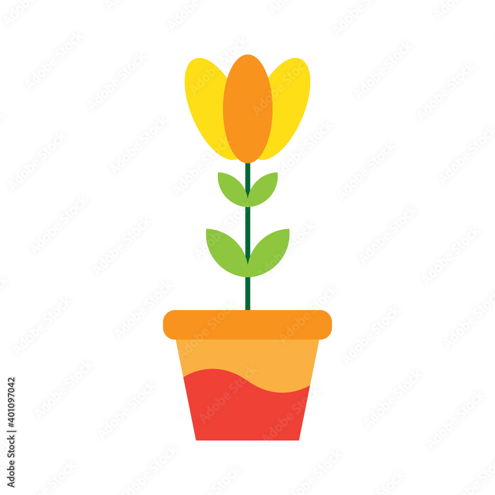 Spring Flowers In Pot, Vector Illustration Spring Flowers In Pot, Vector Illustration