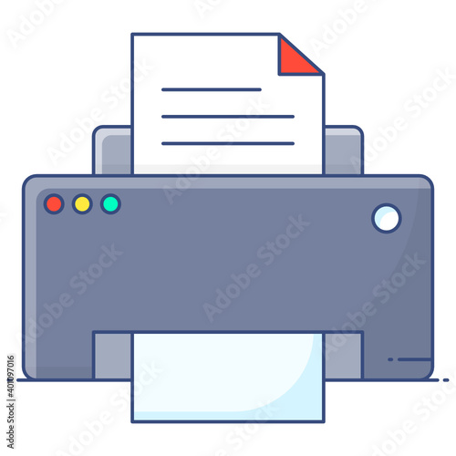 
Printer flat outline icon, photocopier device 
