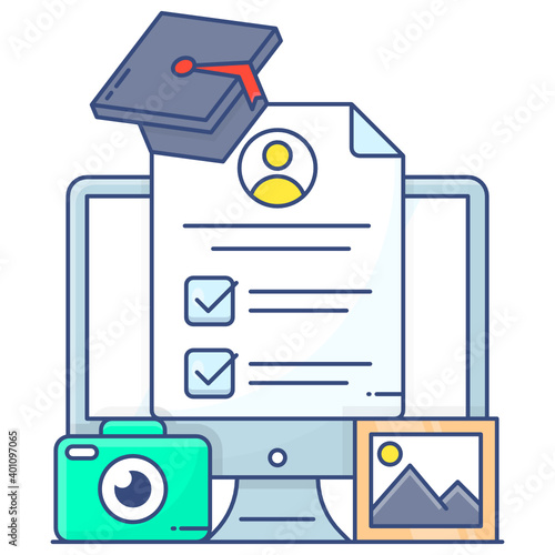 
Photography courses flat outline icon, learning 
