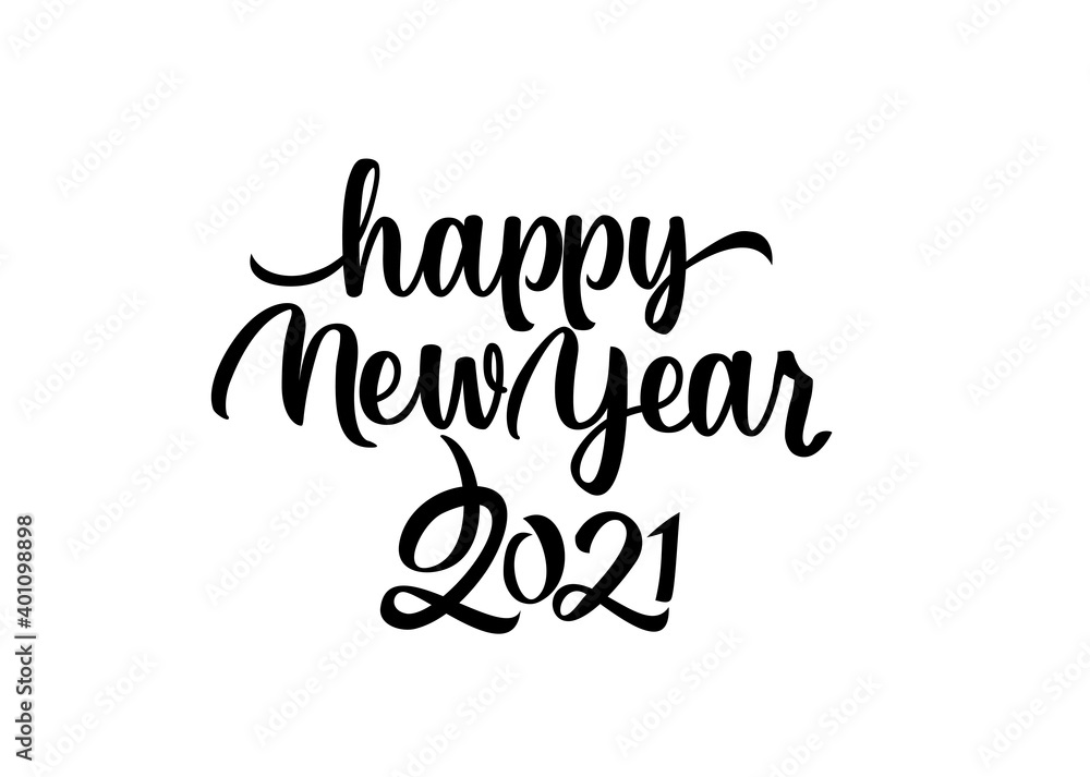 Happy New Year calligraphic text. Handwritten lettering illustration. Brush calligraphy style. Inscription vector Happy New Year calligraphic text. Handwritten lettering illustration. Brush calligraphy style. Inscription vector