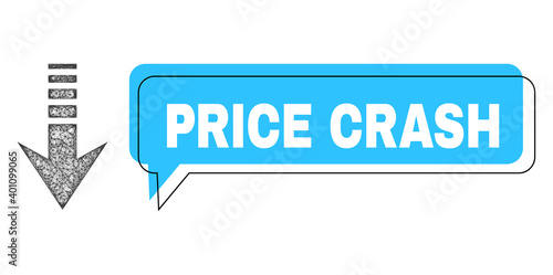 Chat Price Crash blue bubble frame and wire frame send down. Frame and colored area are shifted for Price Crash label, which is located inside blue colored bubble.