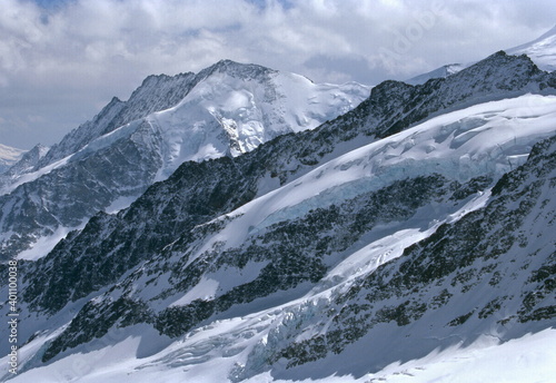 View of Swiss Alps top of Jungfrau known as the "Top of Europe" near Interlaken in Switzerland.