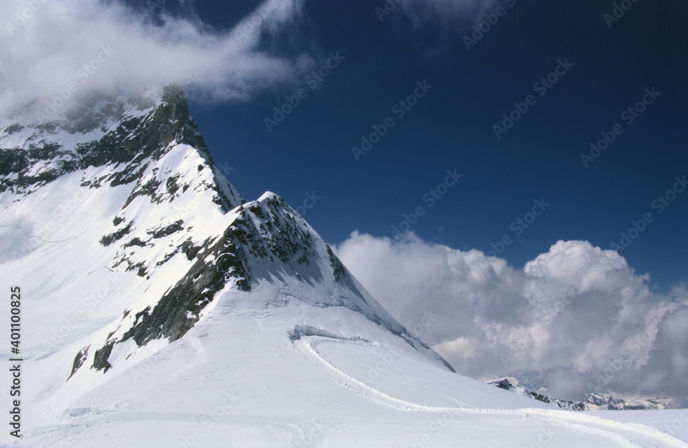 View of Swiss Alps top of Jungfrau known as the 