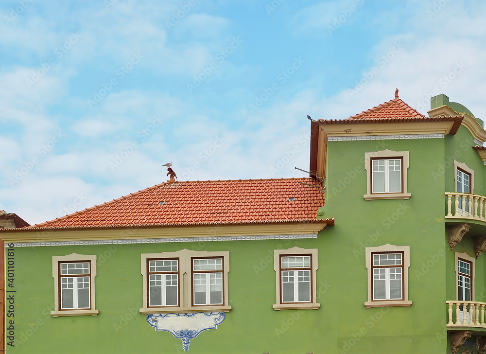 Green house in Peniche in Portugal