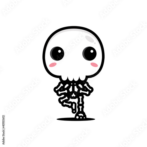 vector design of cute skeleton character exercising yoga