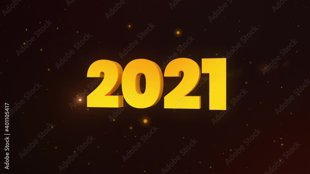 2021 new year celebration with confetti and flashes glowing shimmering particles. 3D Text with Orange gold lights blinking. Seamless loop 4k animation. 2021 new year celebration with confetti and flashes glowing shimmering particles. 3D Text with Orange gold lights blinking. Seamless loop 4k animation.