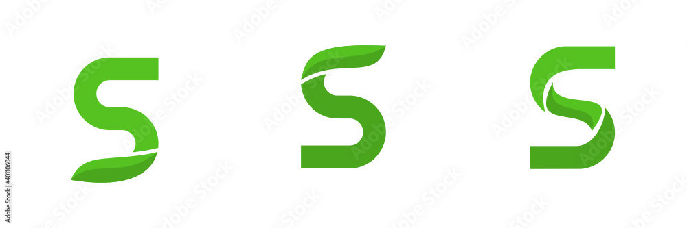 Fototapeta premium S letter and leaf logo design template