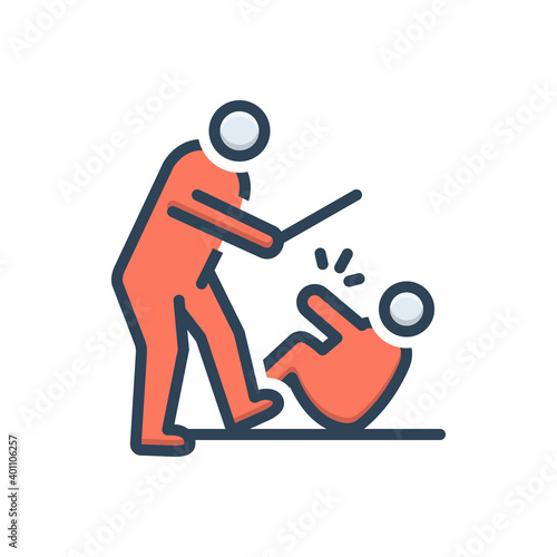 Color illustration icon for violent