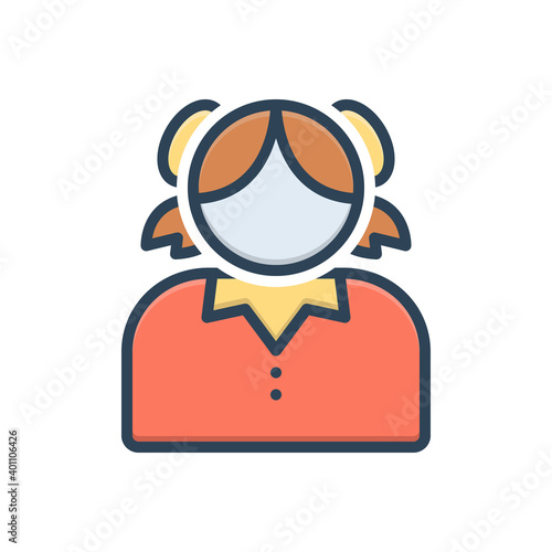 Color illustration icon for teenager