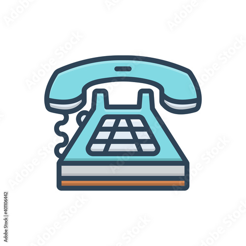 Color illustration icon for telephone
