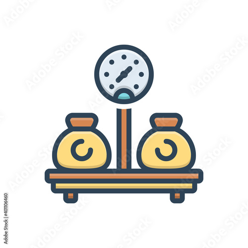 Color illustration icon for weight