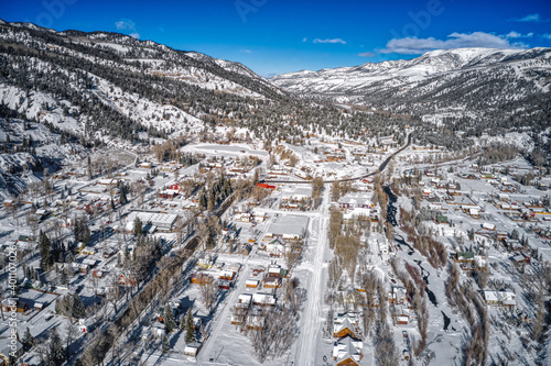 Aerial View of Lake City which is the most isolated Town in Colorado