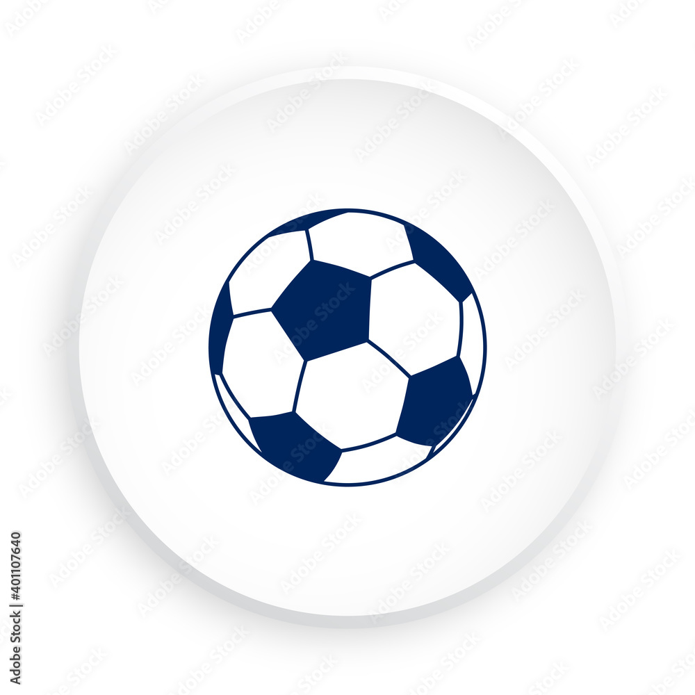 ball for soccer, football icon in neomorphism style for mobile app. Sport equipment. Button for mobile application or web. Vector on white background ball for soccer, football icon in neomorphism style for mobile app. Sport equipment. Button for mobile application or web. Vector on white background