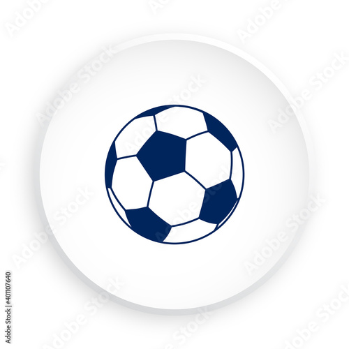 ball for soccer, football icon in neomorphism style for mobile app. Sport equipment. Button for mobile application or web. Vector on white background