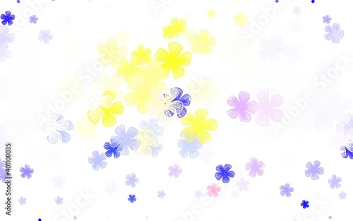 Light Blue, Red vector doodle background with flowers.