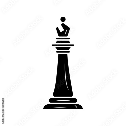 Billede på lærred black bishop chess piece isolated style icon