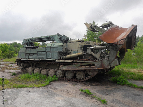 Old military engineering equipment that worked to eliminate the Chernobyl disaster