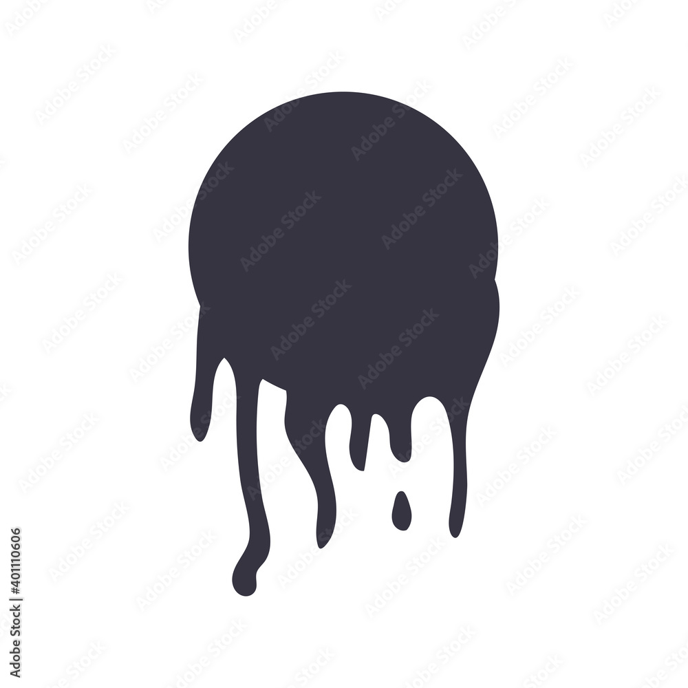 circular form drip ink blot monochrome style flat icon