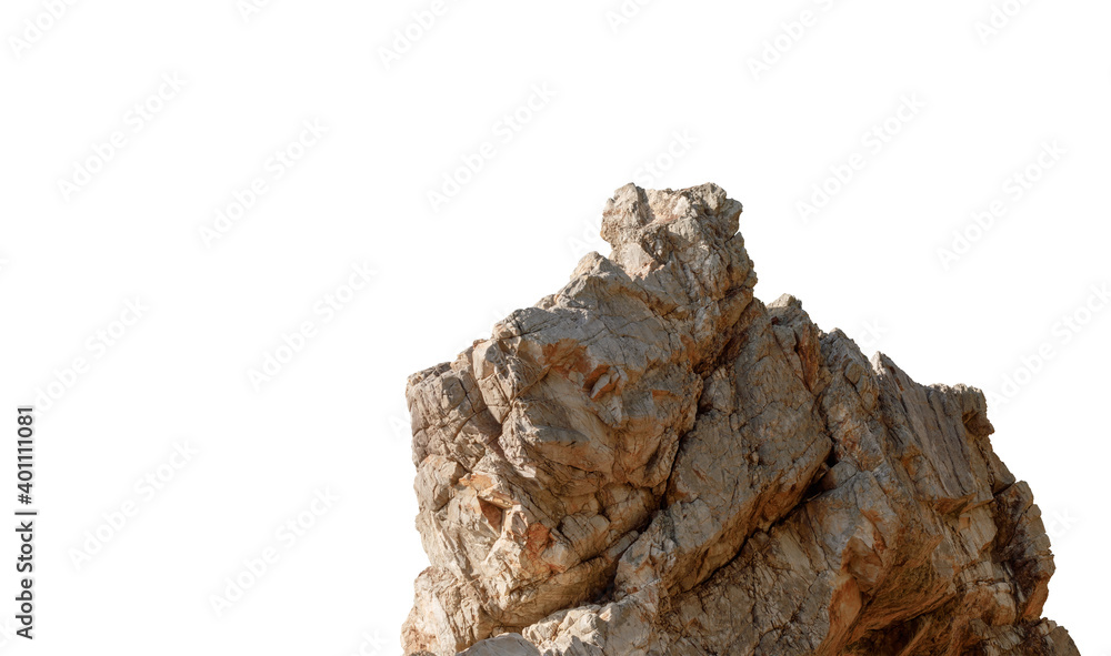 Fototapeta premium Cliff stone located part of the mountain rock isolated on white background.clipping path.