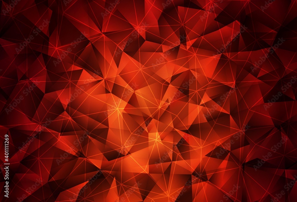 Naklejka premium Dark Red vector backdrop with lines, triangles.