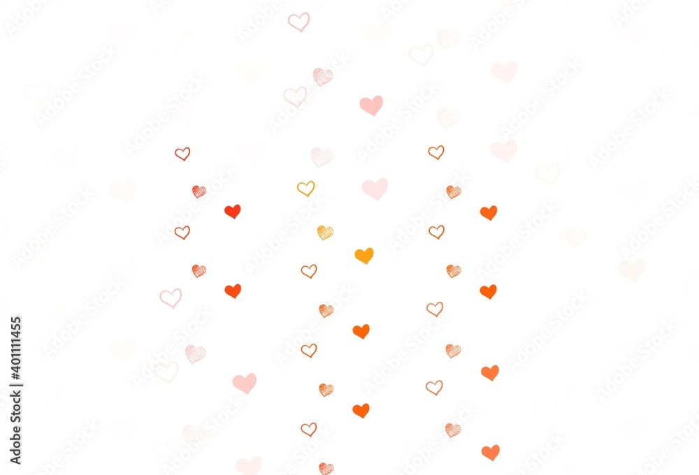 Light Red vector template with doodle hearts. Light Red vector template with doodle hearts.
