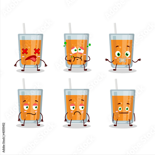 Orange juice cartoon character with nope expression