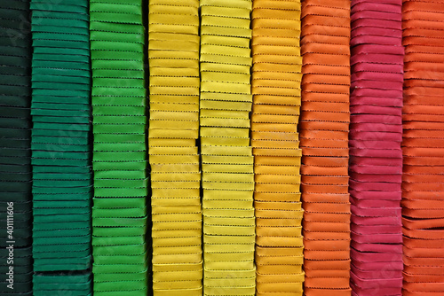 Colorful EVA foam sheets in colors of rainbow.  multi-coloured    