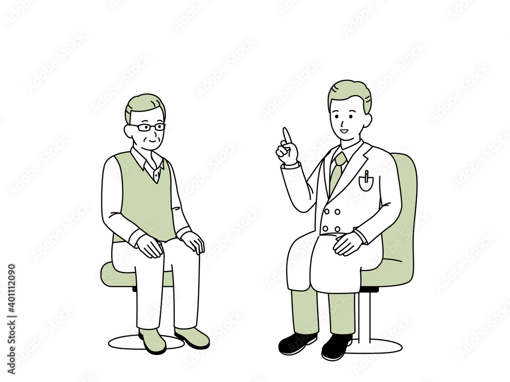 内科 整形外科 年配の男性 説明する医師 内科 整形外科 年配の男性 説明する医師