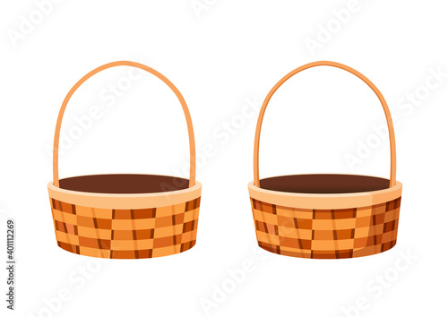 brown empty basket isolated on white background illustration vector 