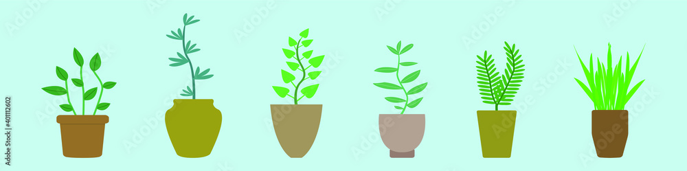 set of planter cartoon icon design template with various models. vector illustration isolated on blue background set of planter cartoon icon design template with various models. vector illustration isolated on blue background