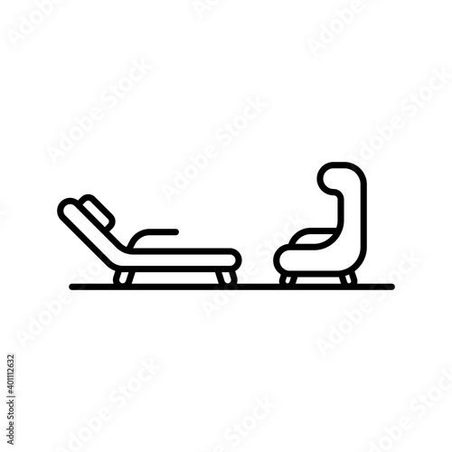 psychologists office with couchs line style icons