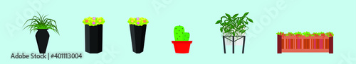 set of planter cartoon icon design template with various models. vector illustration isolated on blue background