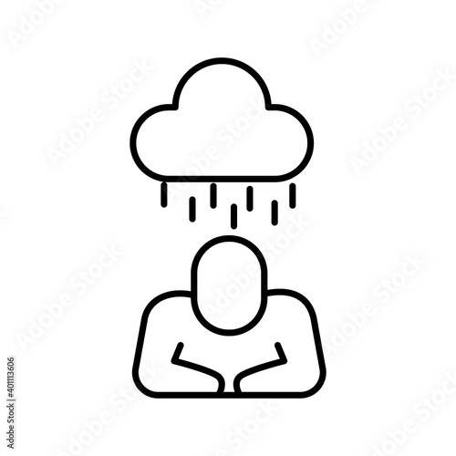 human with cloud rainy psychologist health line style icon photo