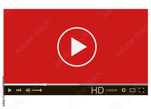 video player on white background. video player interface. video player for web and mobile apps. video online content mockup.