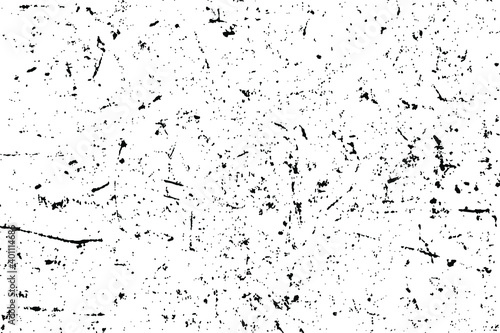 Grunge texture of an old stained surface with spots, scratches, noise and grit. Monochrome vintage background of dirty damaged rusty wall. Overlay template. Vector illustration