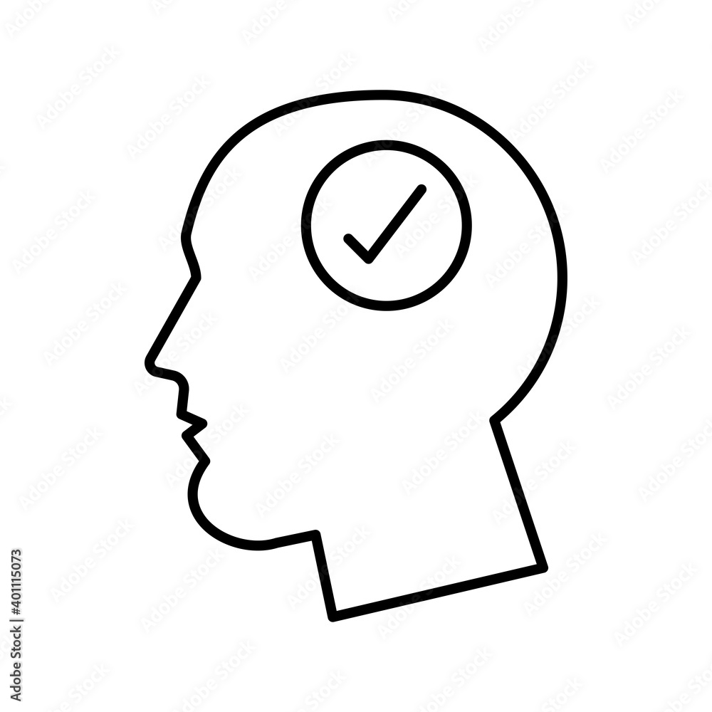 profile with check symbol psychologist line style icon profile with check symbol psychologist line style icon