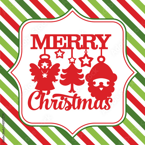 Merry Christmas Cute Symbols Stripe Background
