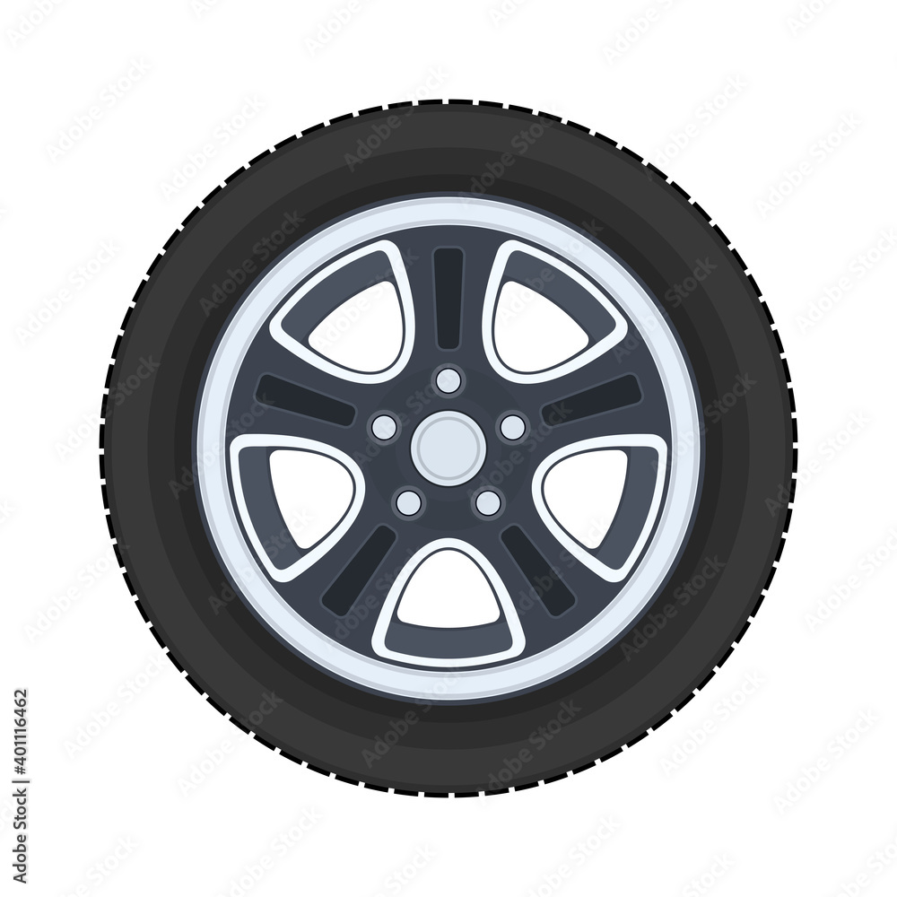 Car wheel. Realistic design. Vector illustration on a white background. Car wheel. Realistic design. Vector illustration on a white background.