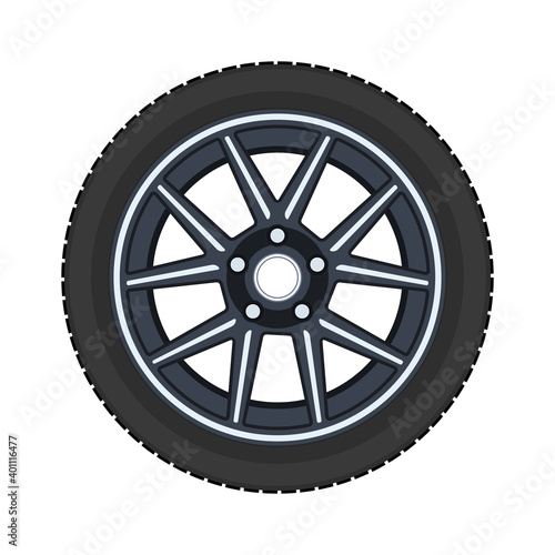 Car wheel. Realistic design. Vector illustration on a white background.