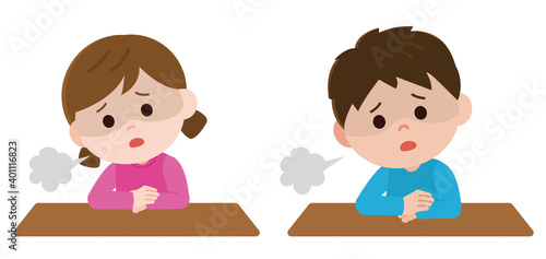 体調不良・憂鬱な男の子と女の子　イラスト