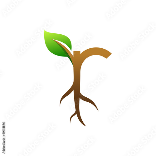 root letter r logo concept