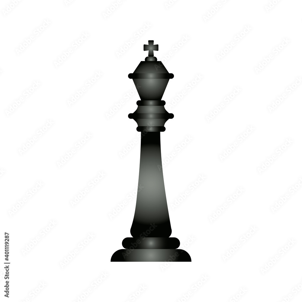 black king chess piece flat style icon