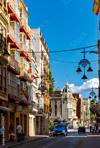 View of streets and houses of Cartagena city in Region of Murcia  Spain
