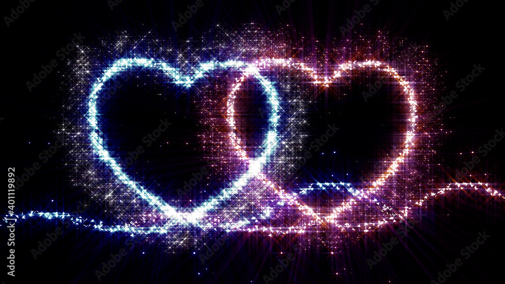 Sparkling Glitter Heart Particles background