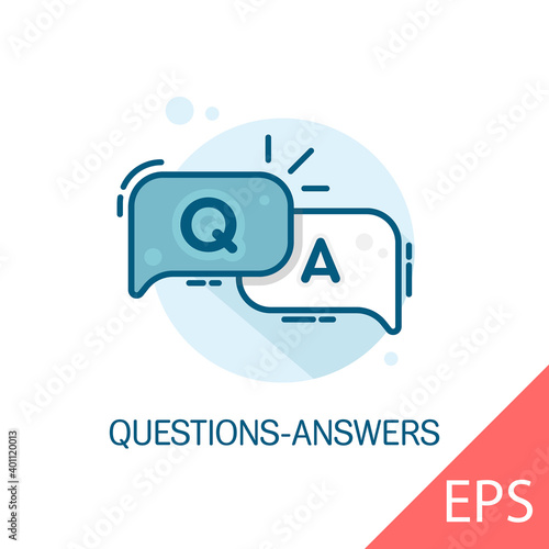 Questions-Answers. Vector modern flat line design illustration icons