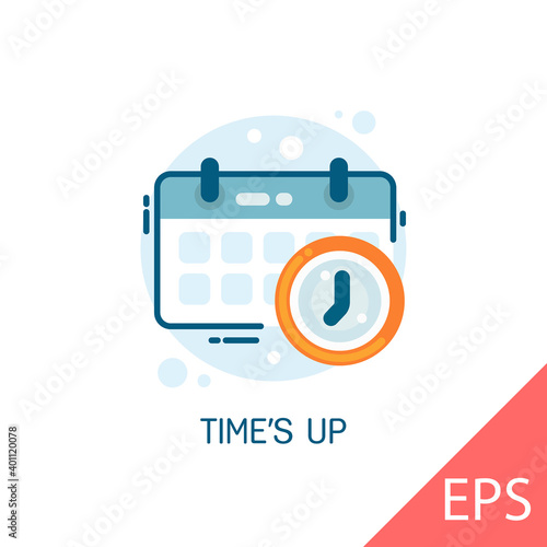 Time's Up. Vector modern flat line design illustration icons